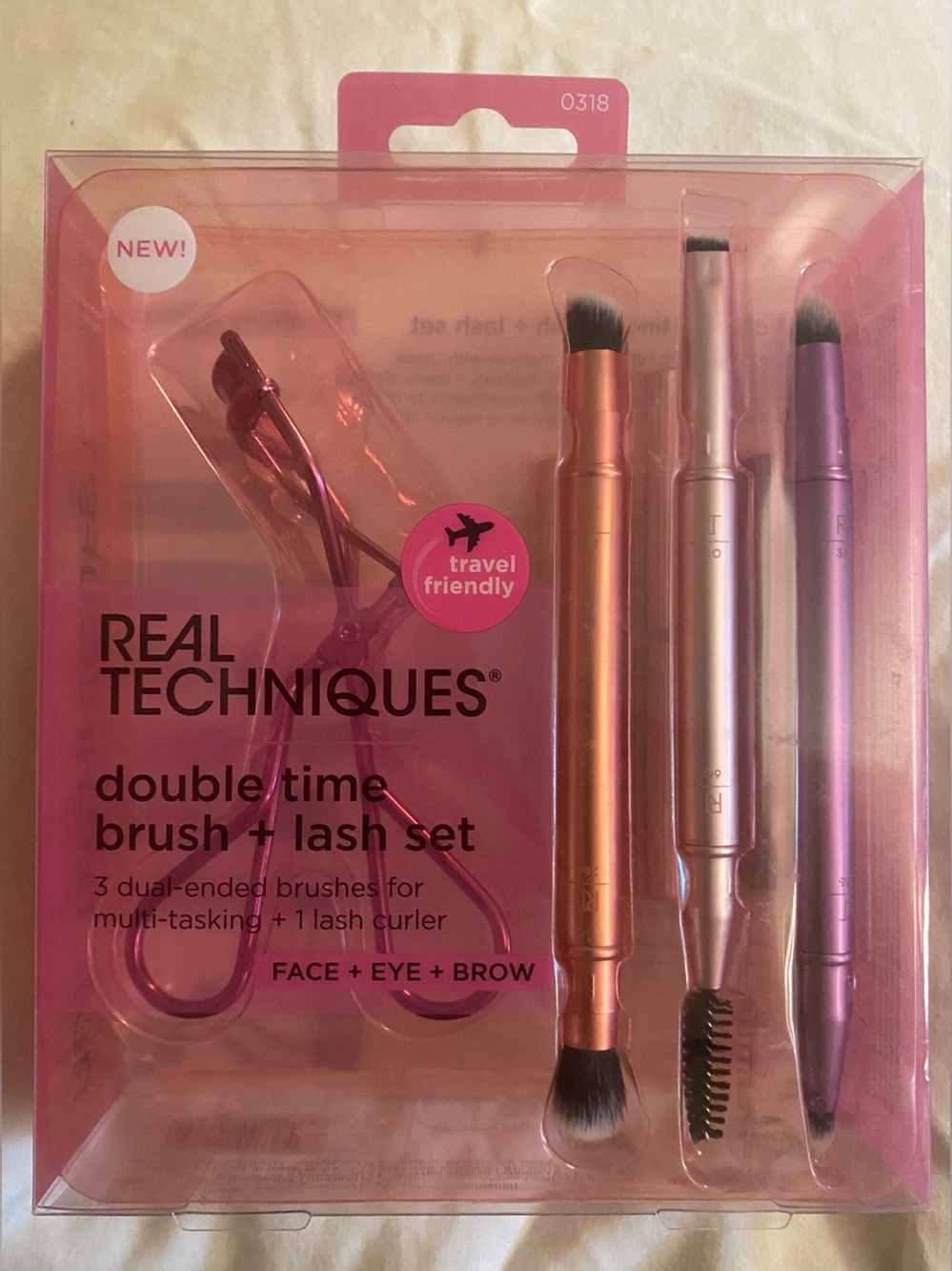 Real Techniques Double Time Brush + Lash Set Travel Friendly New